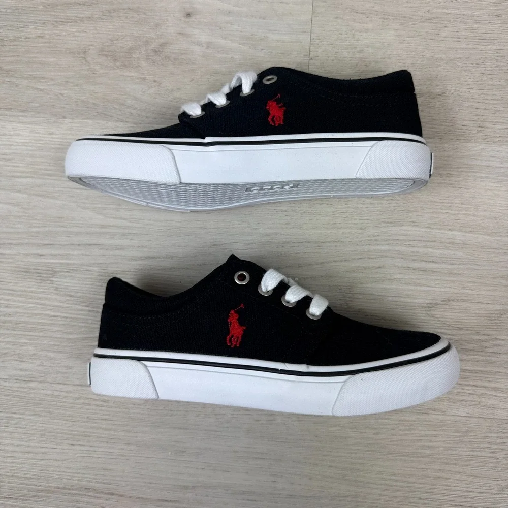 Polo Ralph Lauren Faxson Sneaker Boys 13 Black Red Canvas Pony